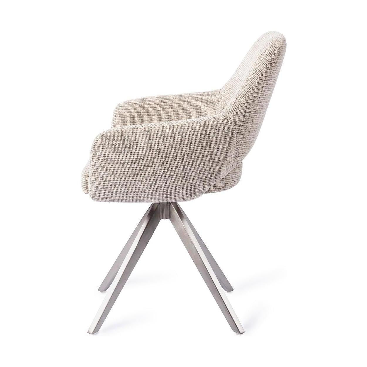 Jesper Home Yanai eetkamerstoel Caramel Grid turn steel