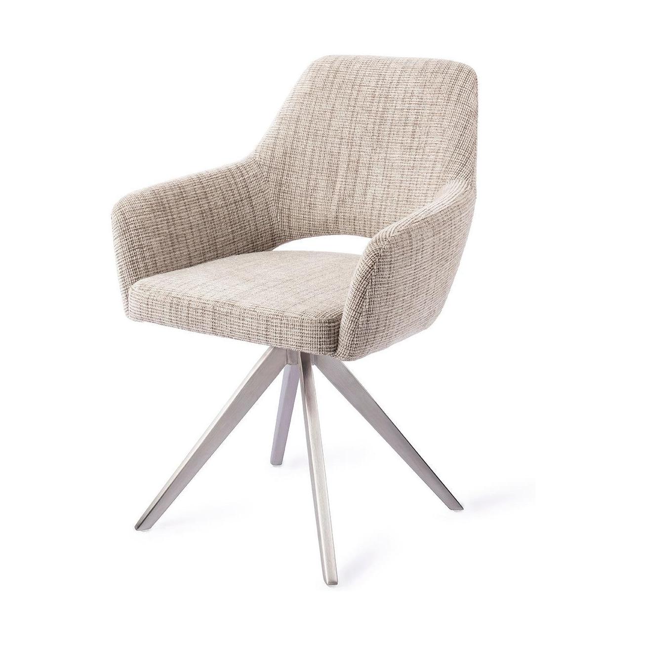 Jesper Home Yanai eetkamerstoel Caramel Grid turn steel