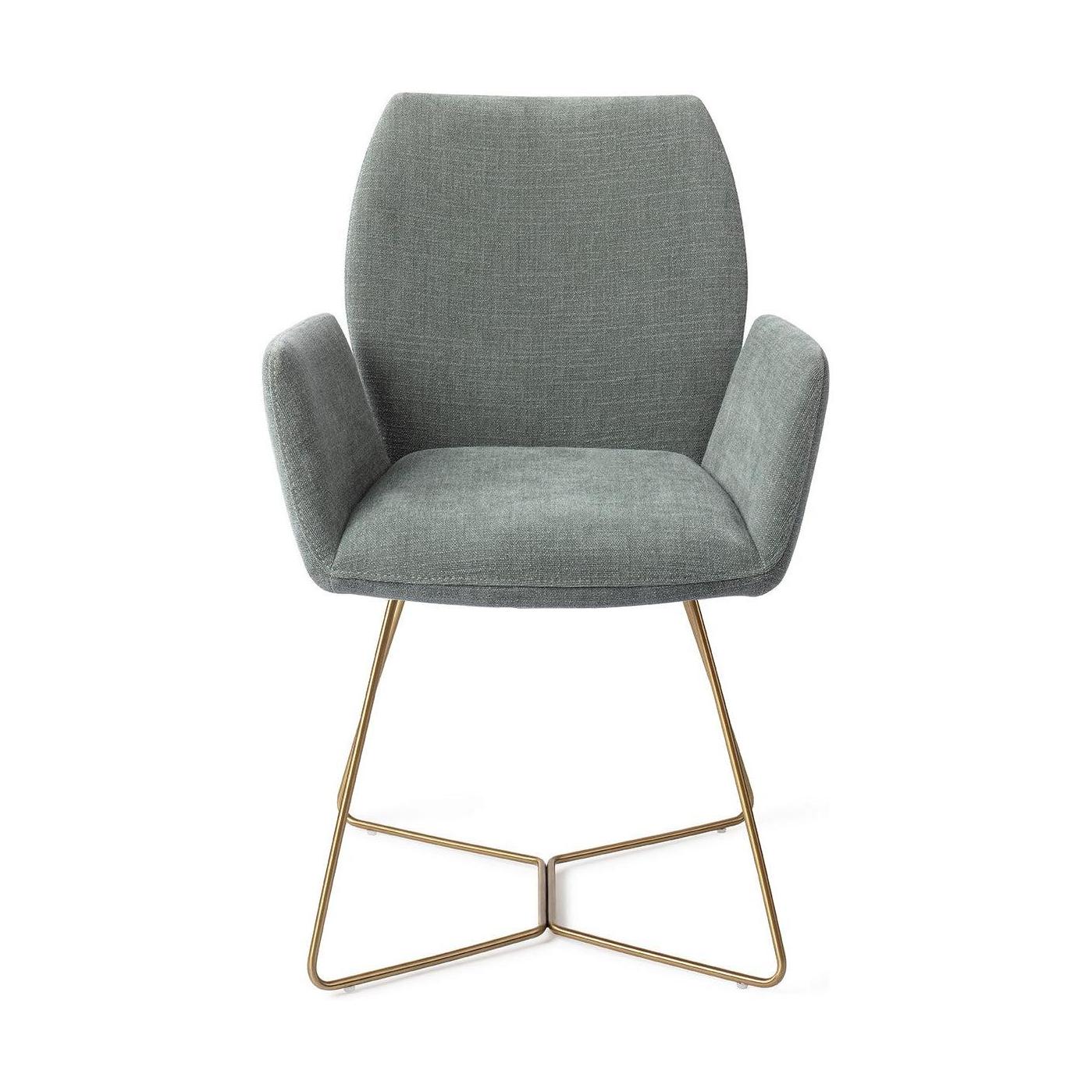 Jesper Home Misaki eetkamerstoel Breezy Blue beehive gold