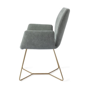 Jesper Home Misaki eetkamerstoel Breezy Blue beehive gold