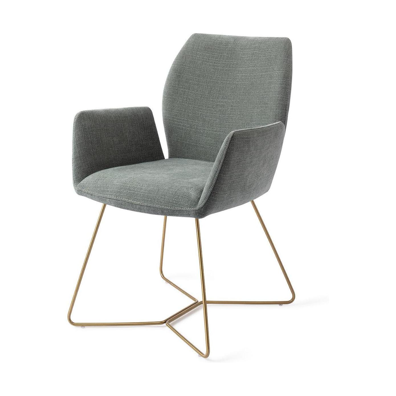 Jesper Home Misaki eetkamerstoel Breezy Blue beehive gold