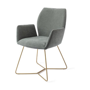 Jesper Home Misaki eetkamerstoel Breezy Blue beehive gold