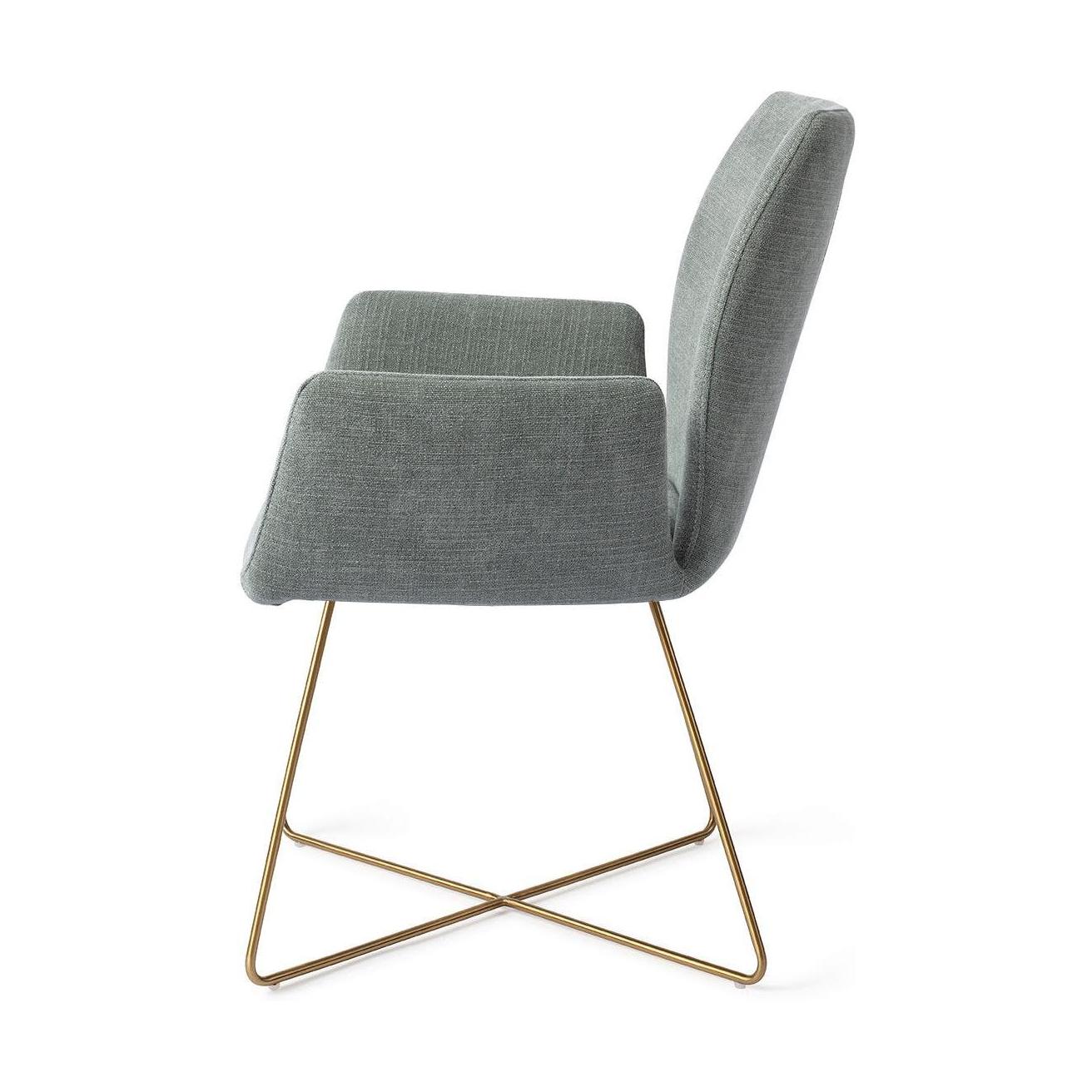 Jesper Home Misaki eetkamerstoel Breezy Blue cross gold