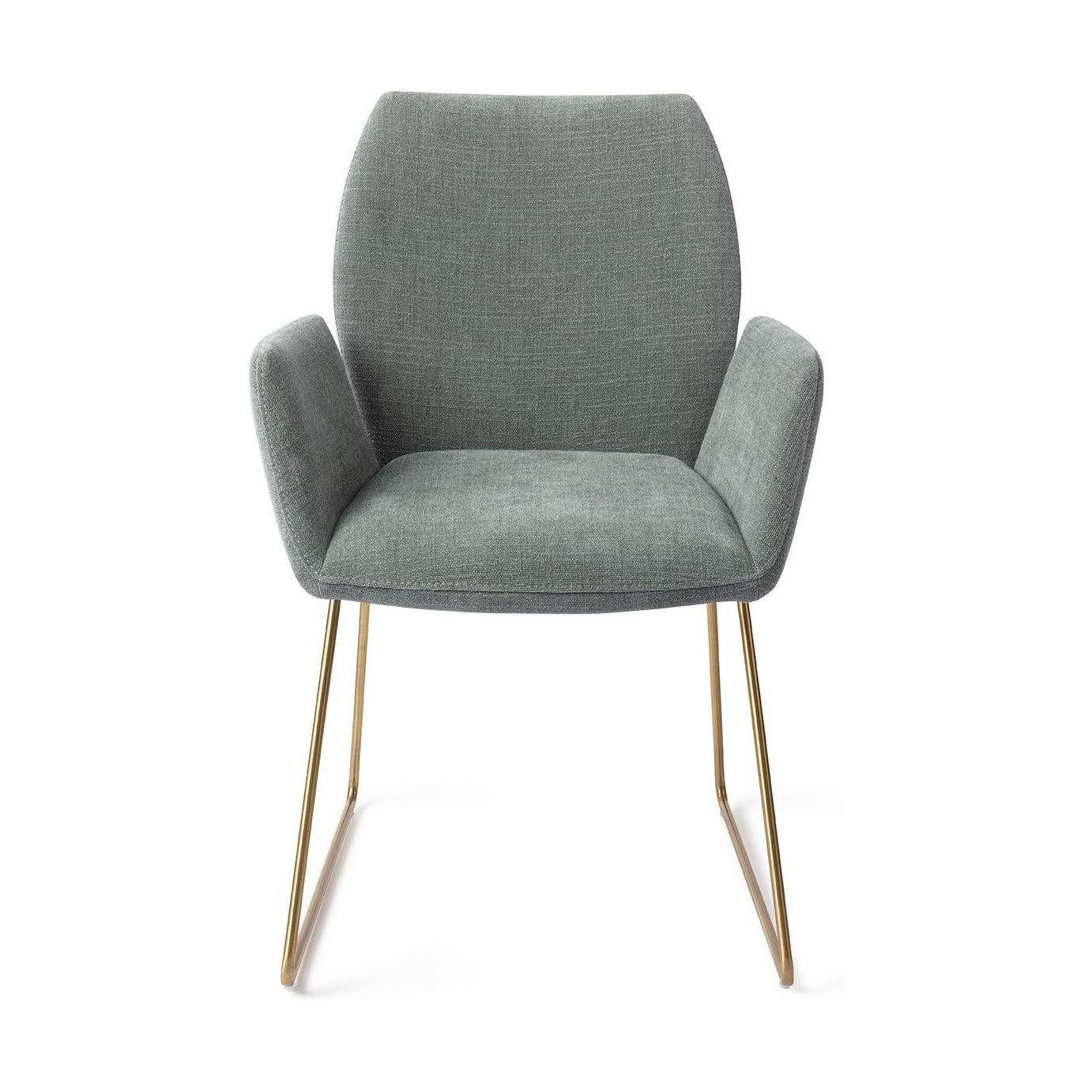 Jesper Home Misaki eetkamerstoel Breezy Blue slide gold