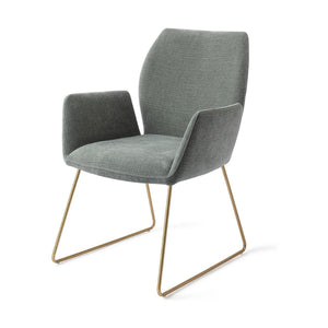 Jesper Home Misaki eetkamerstoel Breezy Blue slide gold