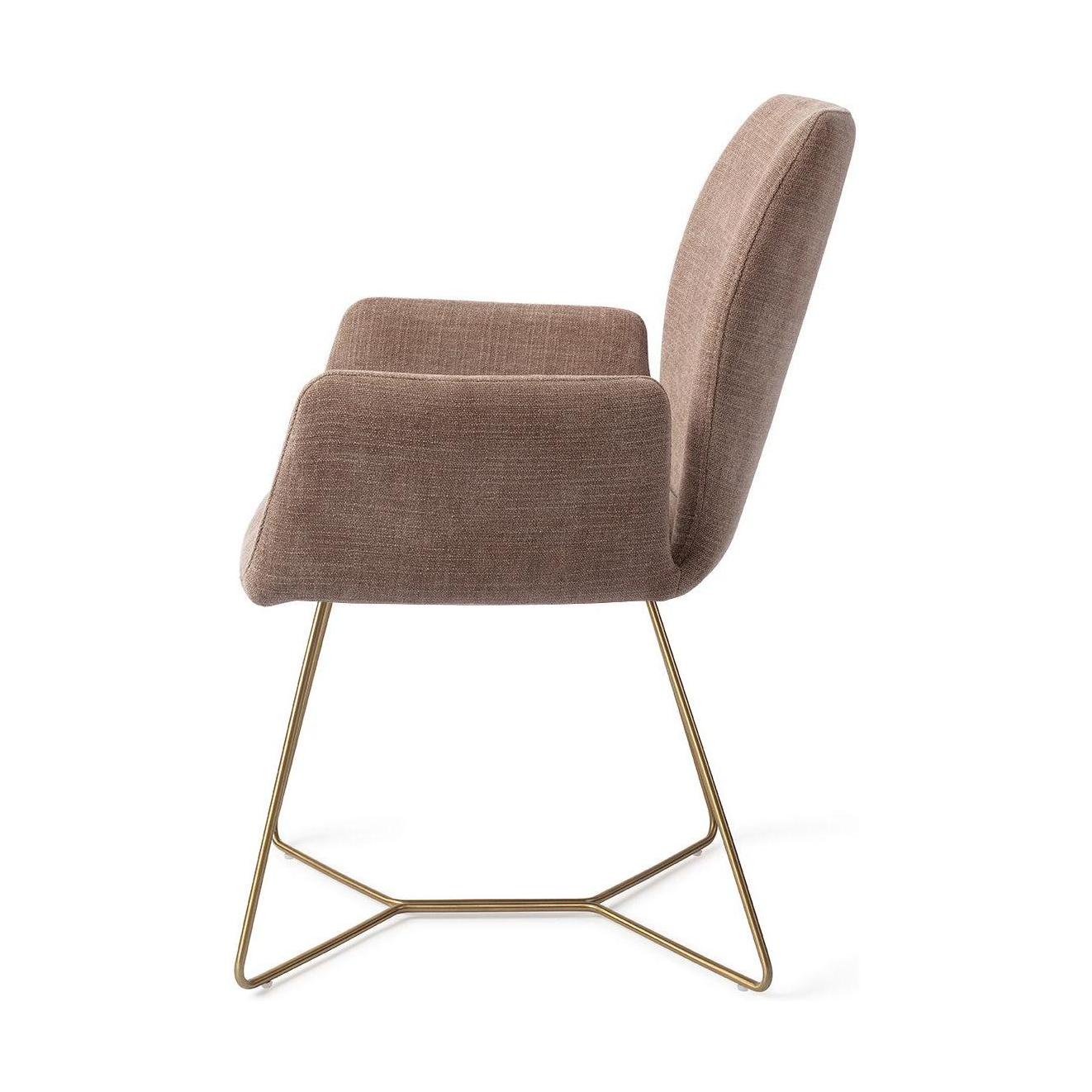 Jesper Home Misaki eetkamerstoel Mocha Mist beehive gold