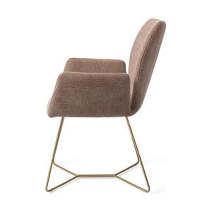 Jesper Home Misaki eetkamerstoel Mocha Mist beehive gold