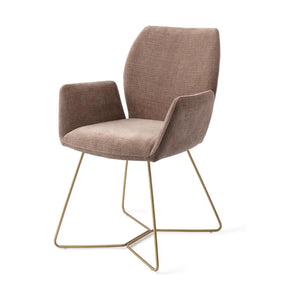 Jesper Home Misaki eetkamerstoel Mocha Mist beehive gold