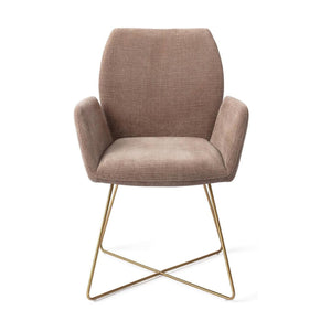 Jesper Home Misaki eetkamerstoel Mocha Mist cross gold