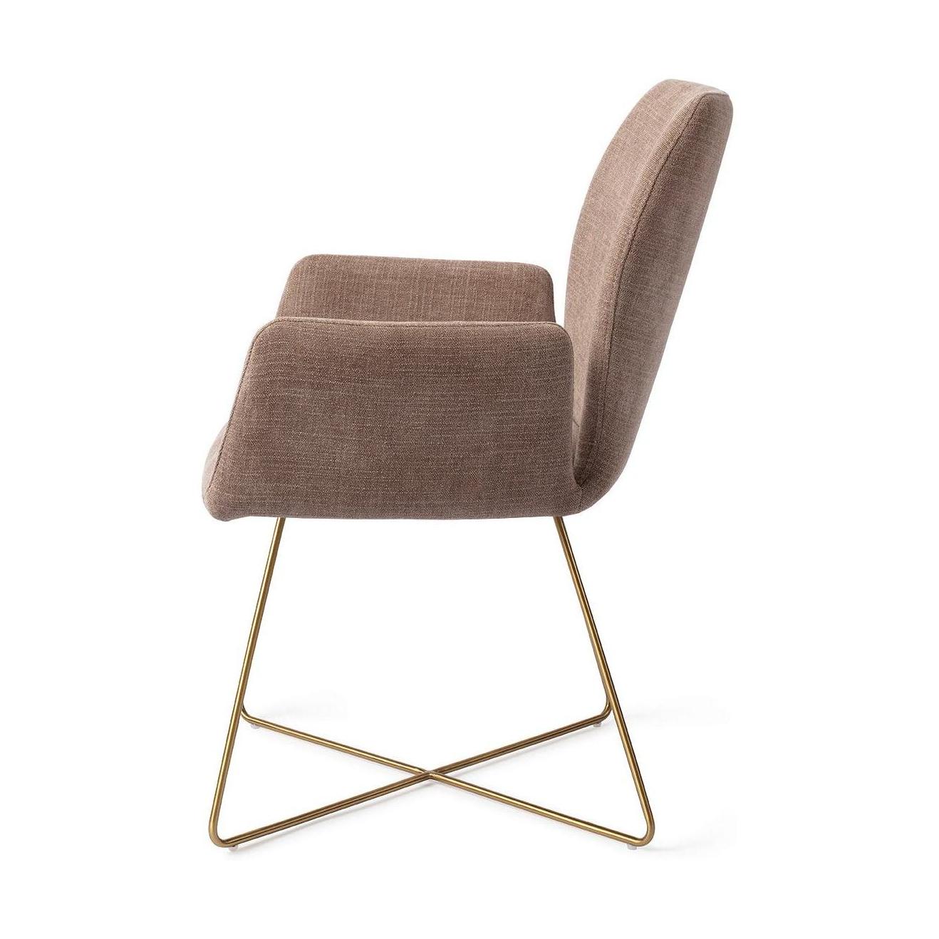 Jesper Home Misaki eetkamerstoel Mocha Mist cross gold