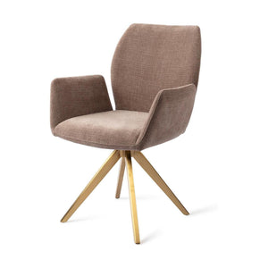 Jesper Home Misaki eetkamerstoel Mocha Mist turn gold