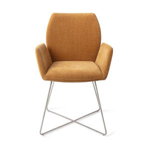 Jesper Home Misaki eetkamerstoel Honey Harvest cross steel