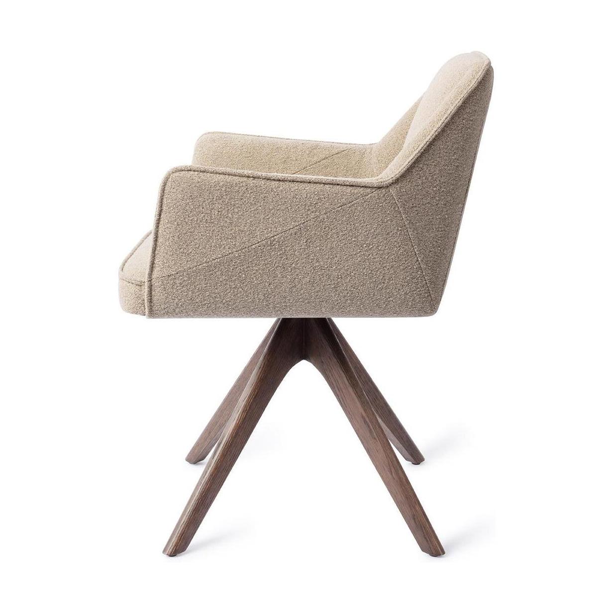 Jesper Home Tome eetkamerstoel Great Greige revolve oak walnut
