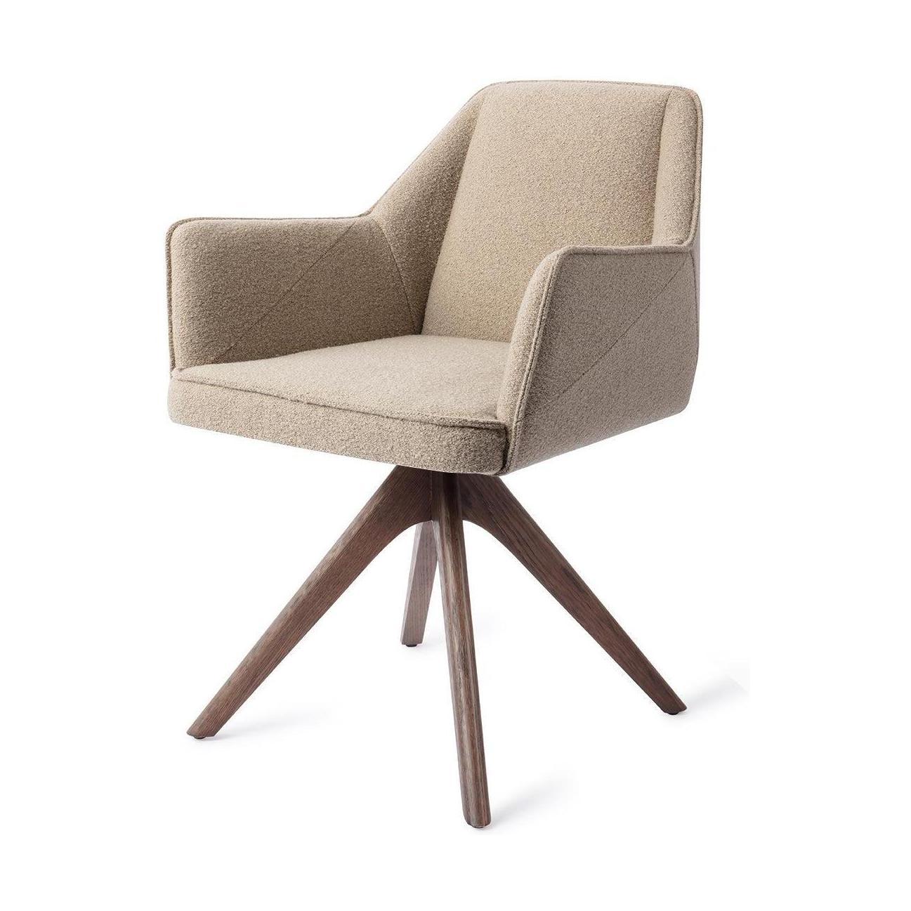Jesper Home Tome eetkamerstoel Great Greige revolve oak walnut