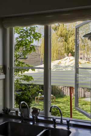 Fritz Hansen Messina parasol Ø300 cm Lemon/Sand Stripe