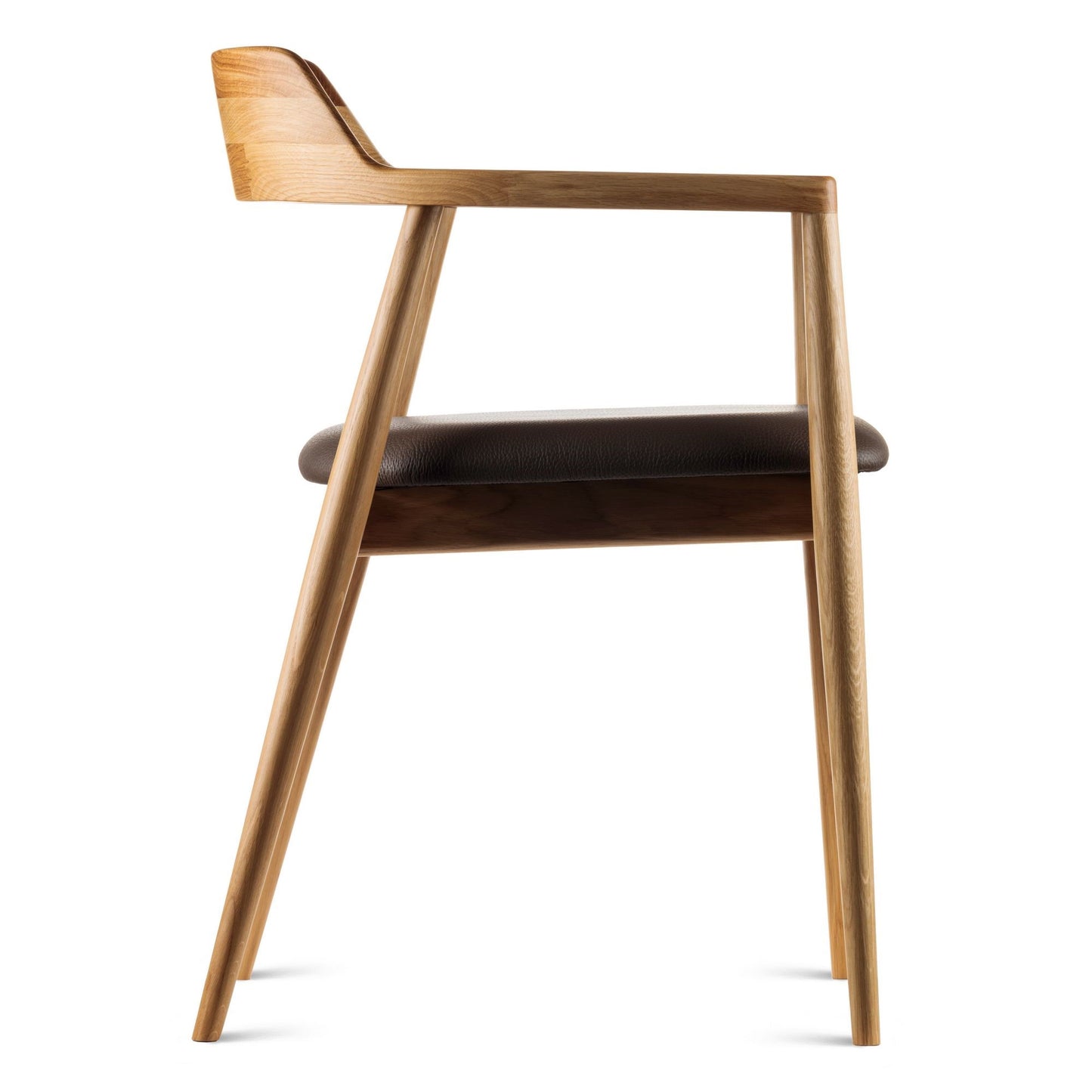 HelloChair HC308 Umi eetkamerstoel leer Dark Brown eiken manaco
