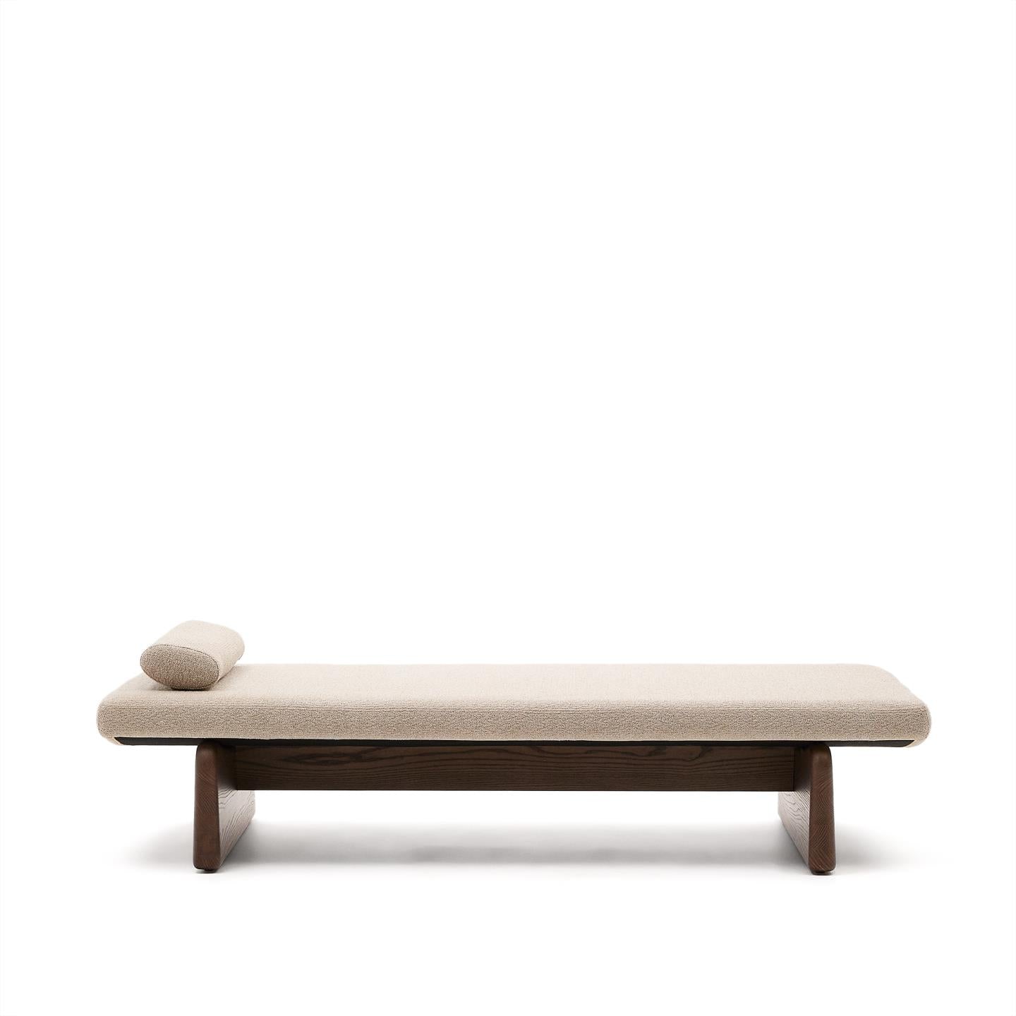 Kave Home Topaz ligbed chenille Beige essen met noten afwerking