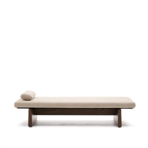 Kave Home Topaz ligbed chenille Beige essen met noten afwerking