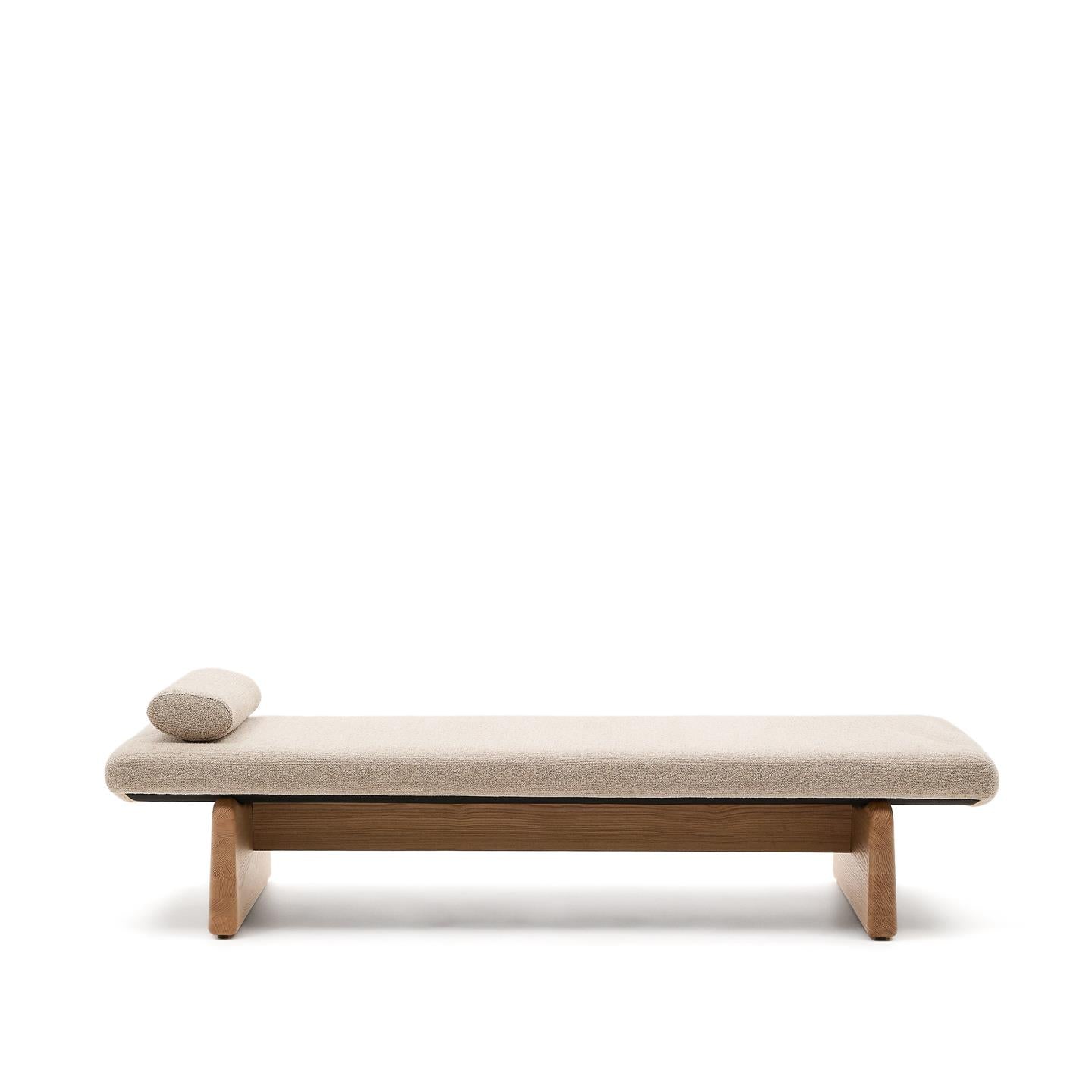 Kave Home Topaz ligbed chenille Beige essenhout naturel