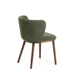 Kave Home Ciselia eetkamerstoel dik chenille Groen poot donker hout