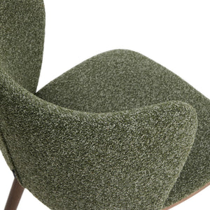 Kave Home Ciselia eetkamerstoel dik chenille Groen poot donker hout