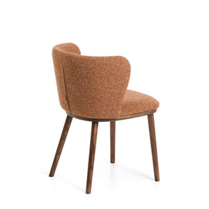 Kave Home Ciselia eetkamerstoel dik chenille Terra poot donker hout