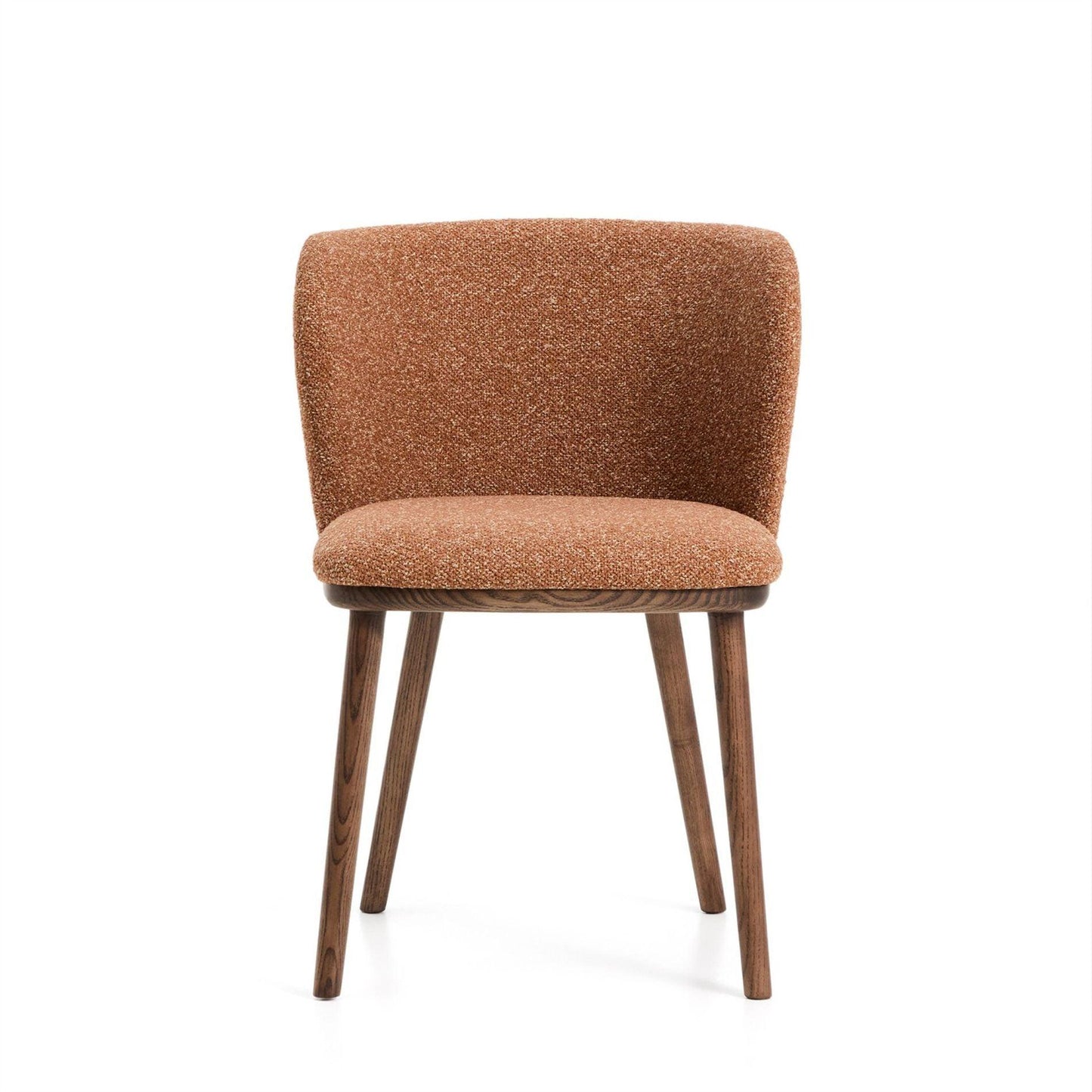 Kave Home Ciselia eetkamerstoel dik chenille Terra poot donker hout