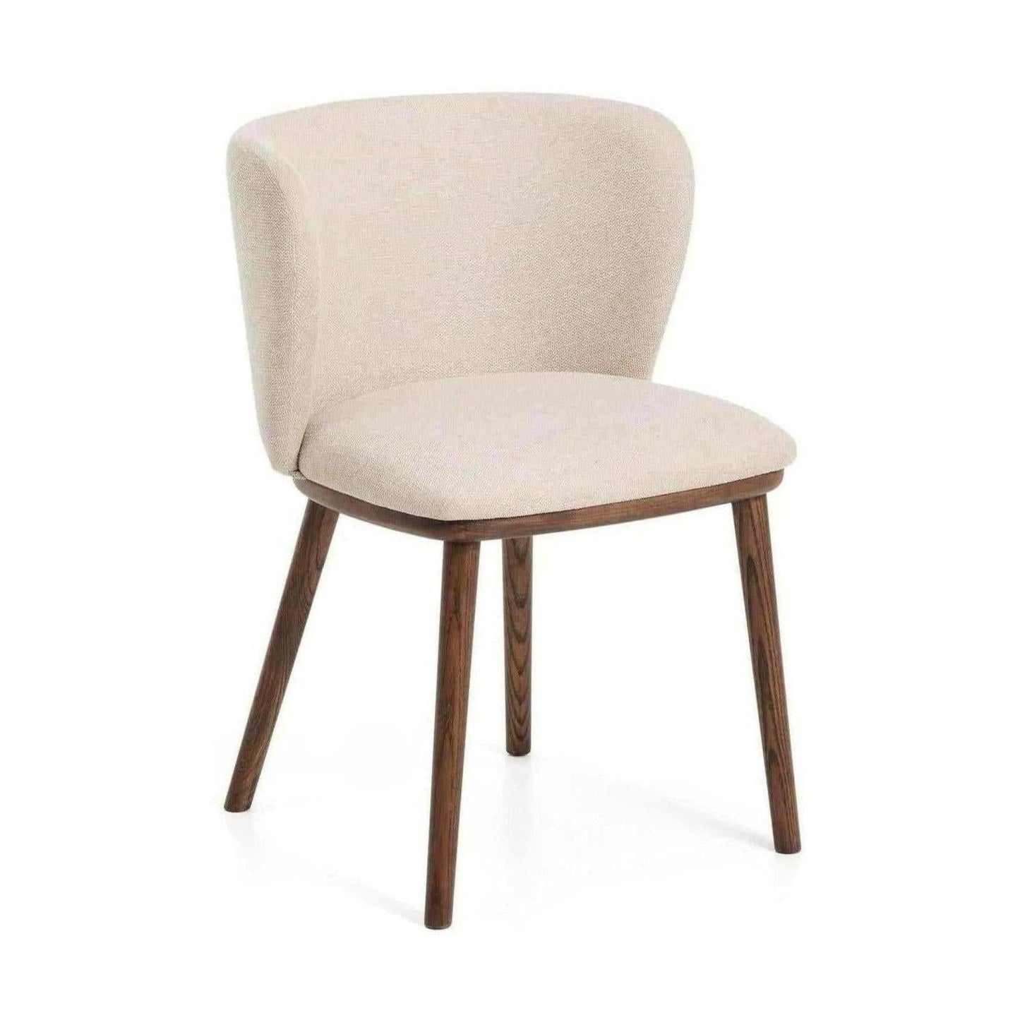Kave Home Ciselia eetkamerstoel chenille Beige poot donker hout