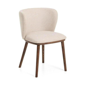 Kave Home Ciselia eetkamerstoel chenille Beige poot donker hout