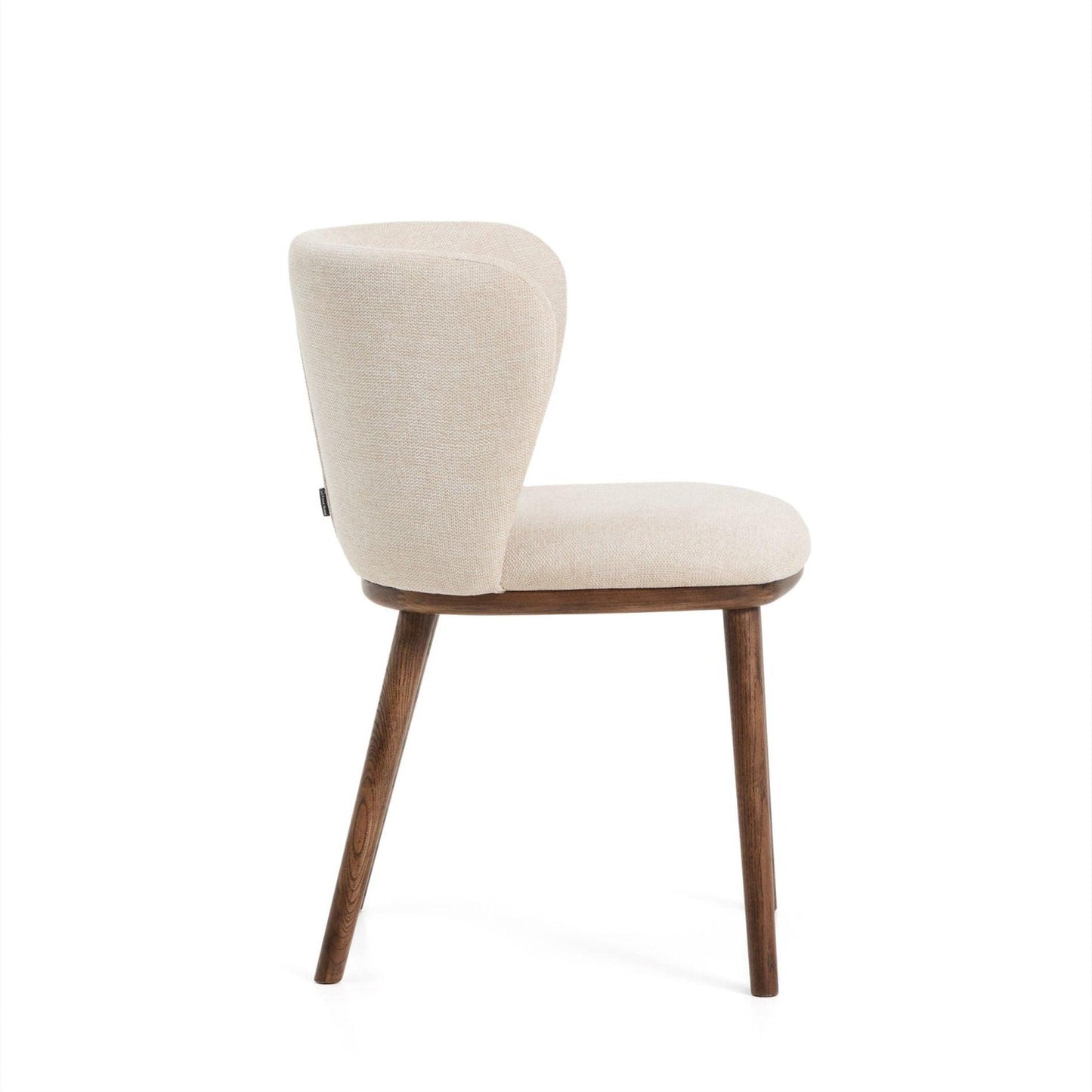 Kave Home Ciselia eetkamerstoel chenille Beige poot donker hout