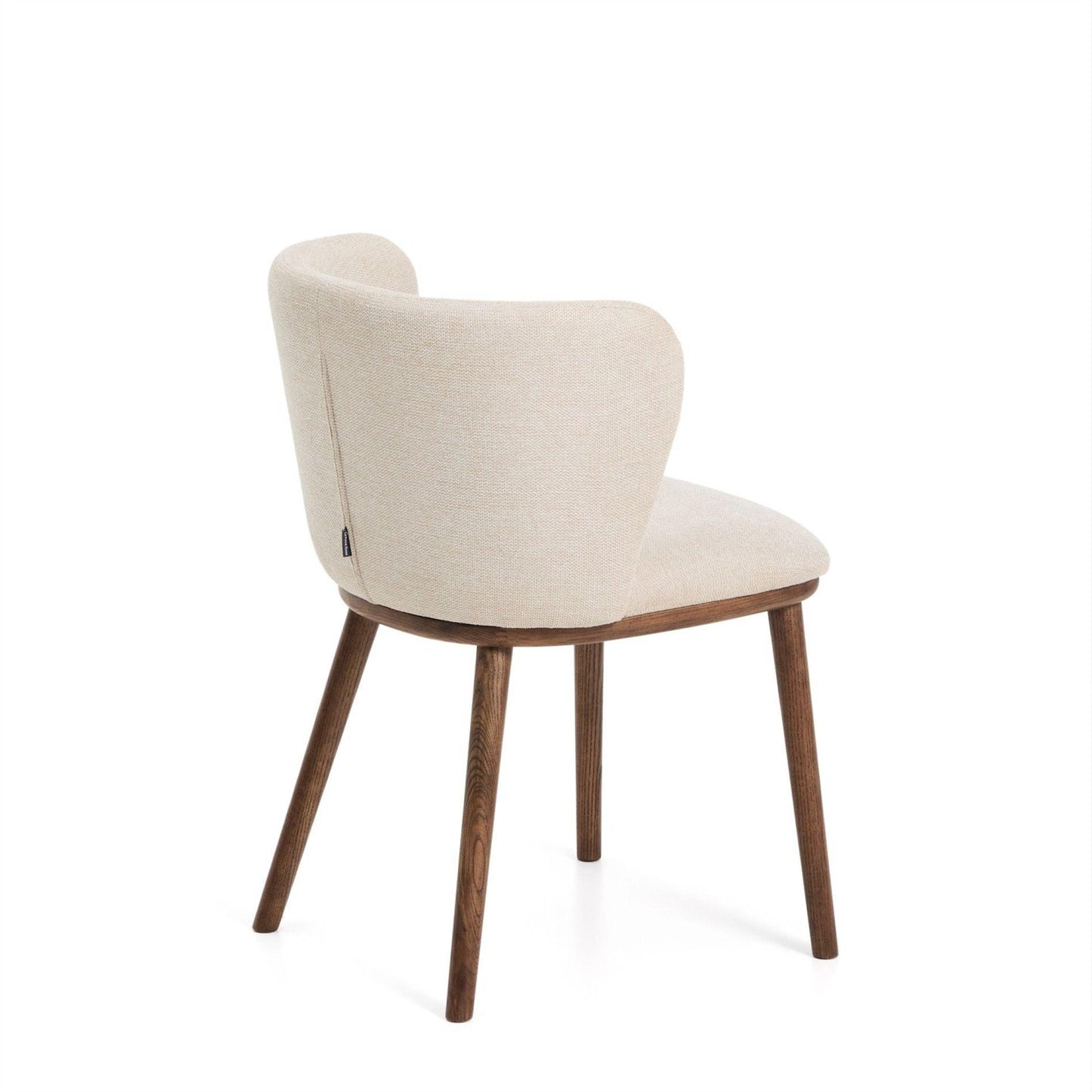 Kave Home Ciselia eetkamerstoel chenille Beige poot donker hout