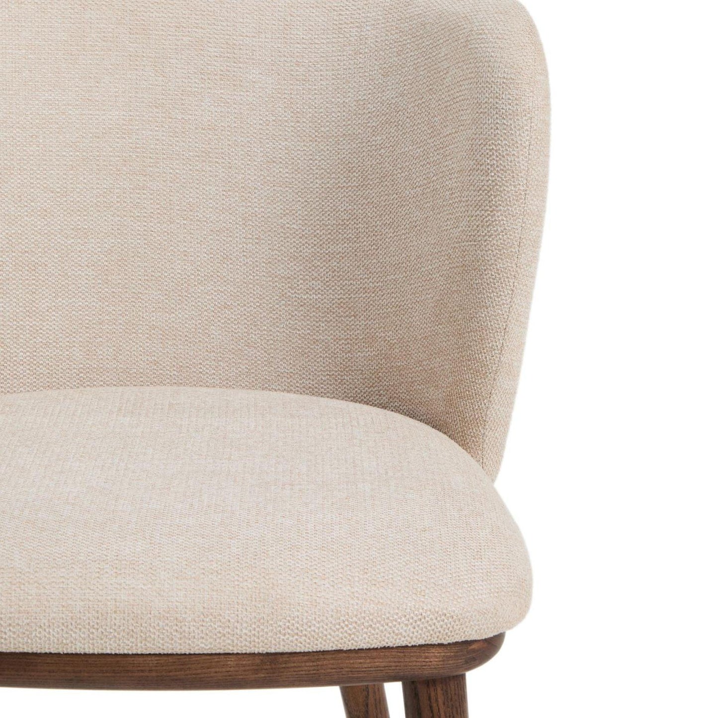 Kave Home Ciselia eetkamerstoel chenille Beige poot donker hout