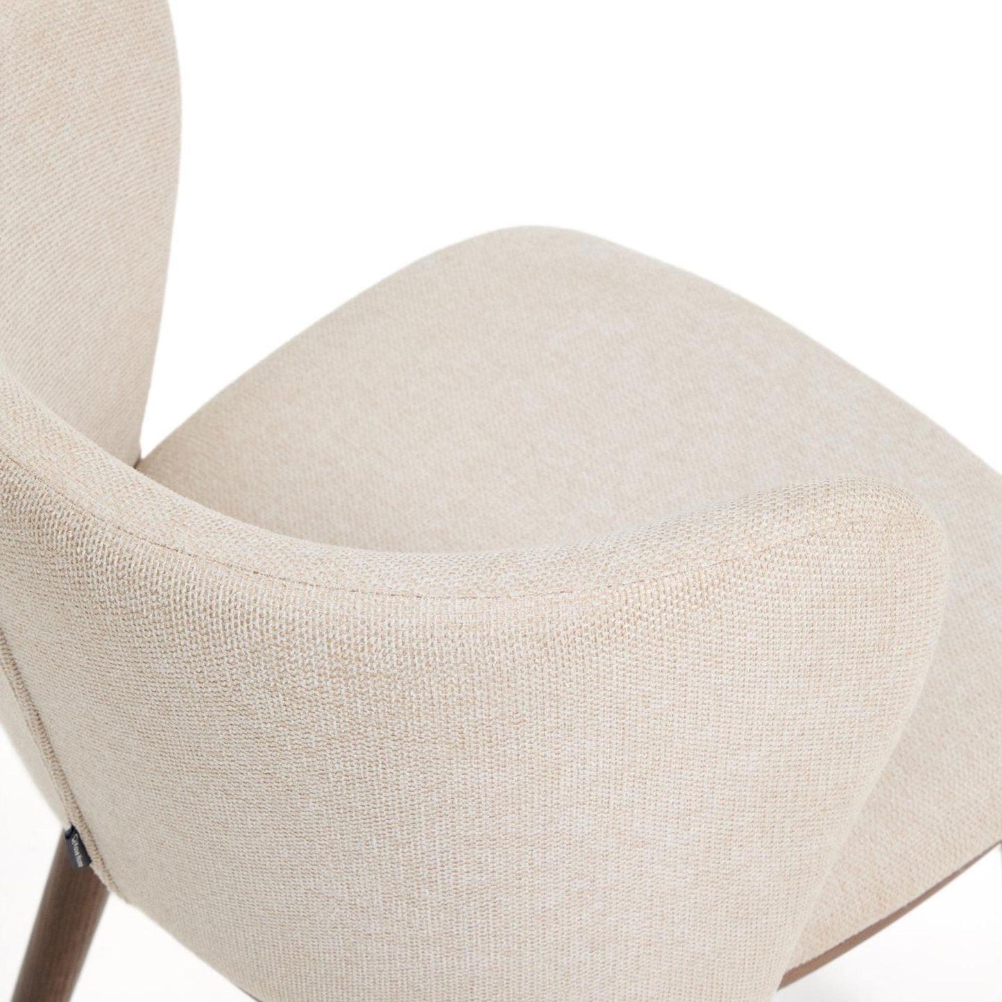 Kave Home Ciselia eetkamerstoel chenille Beige poot donker hout