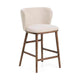 Kave Home Ciselia barkruk H65 chenille Beige poot donker hout