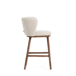 Kave Home Ciselia barkruk H65 chenille Beige poot donker hout
