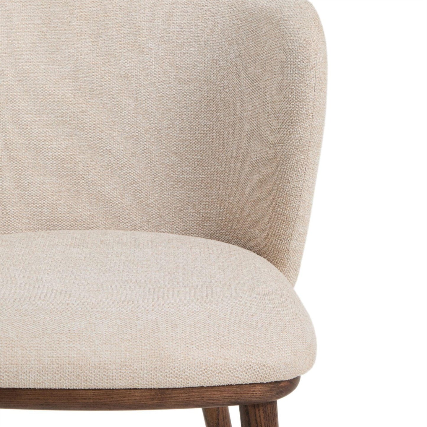 Kave Home Ciselia barkruk H65 chenille Beige poot donker hout