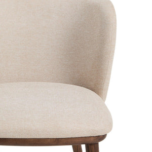 Kave Home Ciselia barkruk H65 chenille Beige poot donker hout
