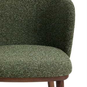 Kave Home Ciselia barkruk H75 dik chenille Groen poot donker hout