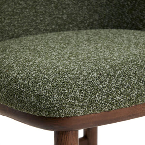 Kave Home Ciselia barkruk H75 dik chenille Groen poot donker hout