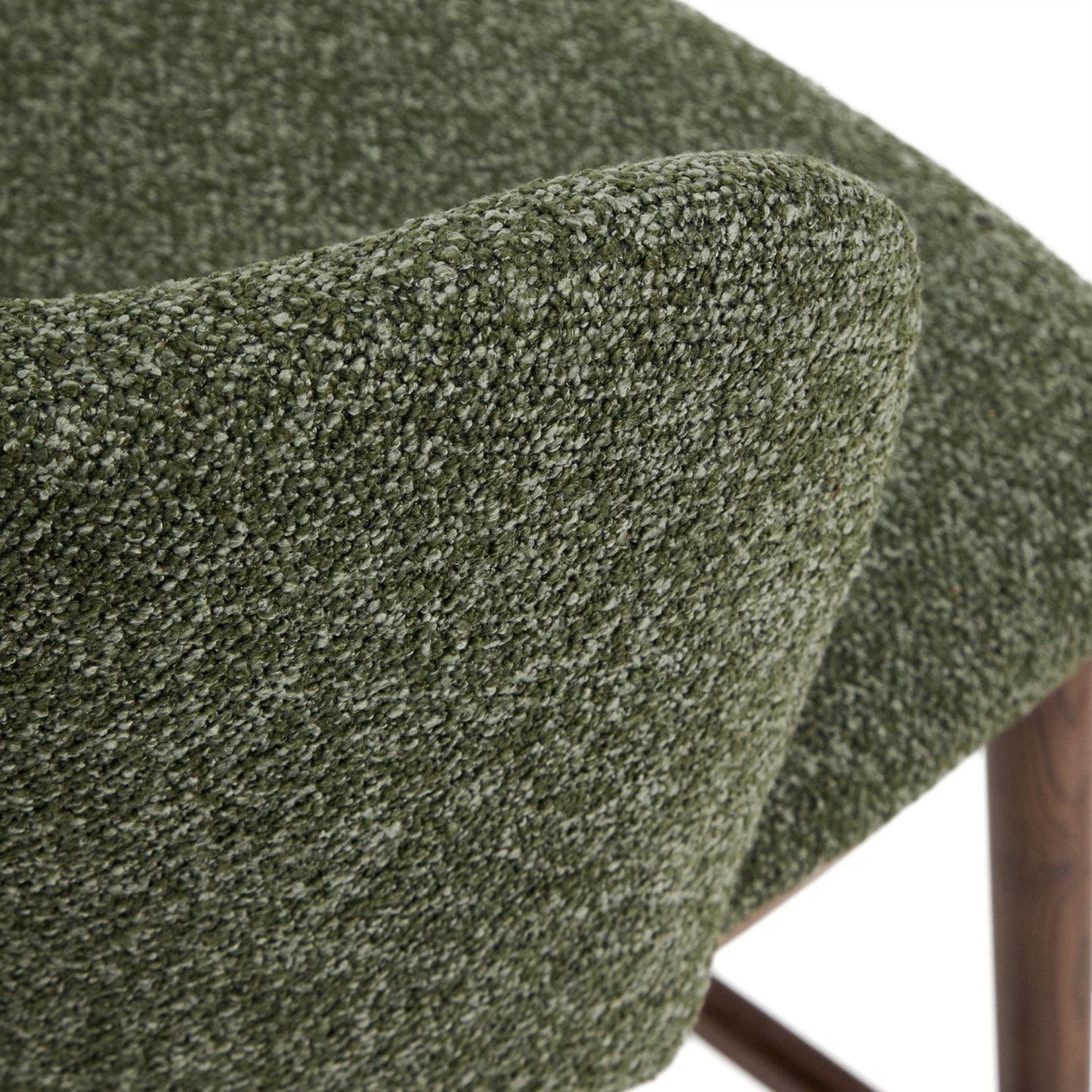Kave Home Ciselia barkruk H75 dik chenille Groen poot donker hout