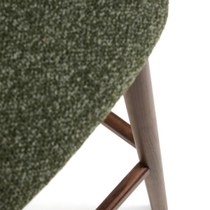 Kave Home Ciselia barkruk H75 dik chenille Groen poot donker hout