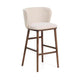 Kave Home Ciselia barkruk H75 chenille Beige poot donker hout