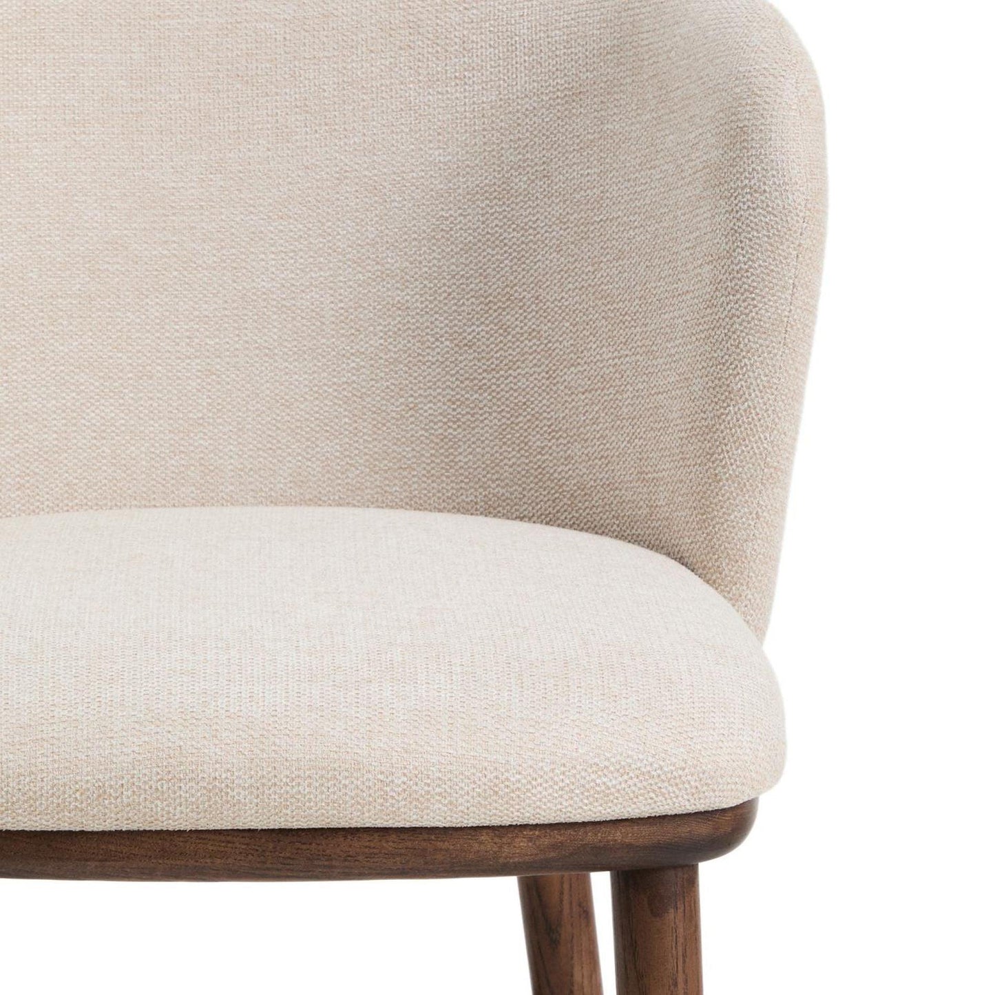 Kave Home Ciselia barkruk H75 chenille Beige poot donker hout