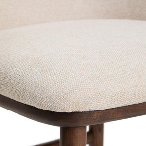 Kave Home Ciselia barkruk H75 chenille Beige poot donker hout