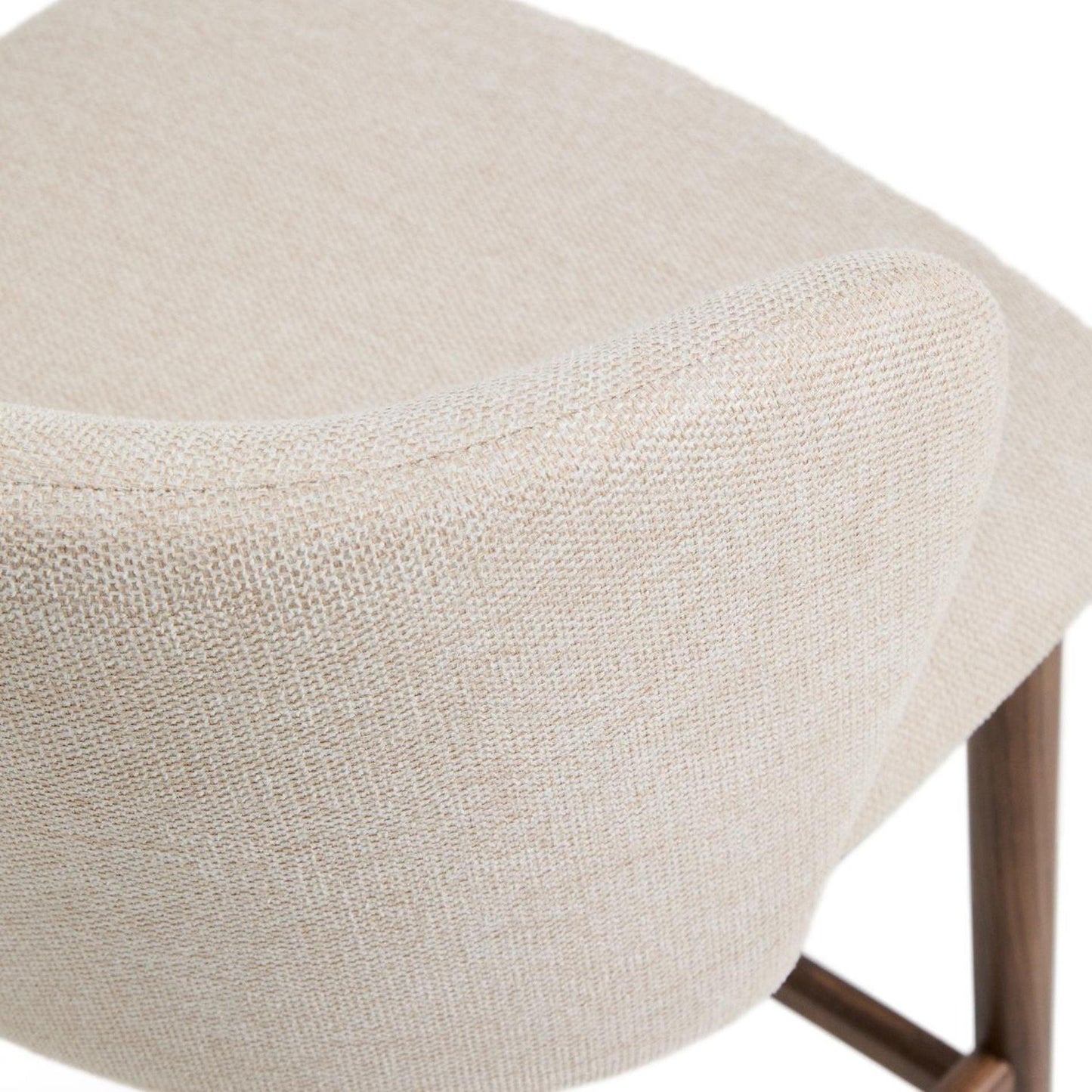 Kave Home Ciselia barkruk H75 chenille Beige poot donker hout