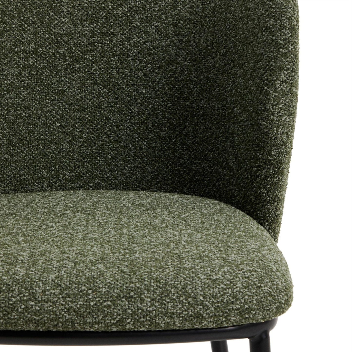 Kave Home Ciselia eetkamerstoel dik chenille Groen poot zwart