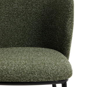 Kave Home Ciselia eetkamerstoel dik chenille Groen poot zwart