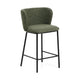 Kave Home Ciselia barkruk H65 dik chenille Groen poot zwart