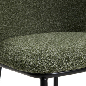 Kave Home Ciselia barkruk H65 dik chenille Groen poot zwart