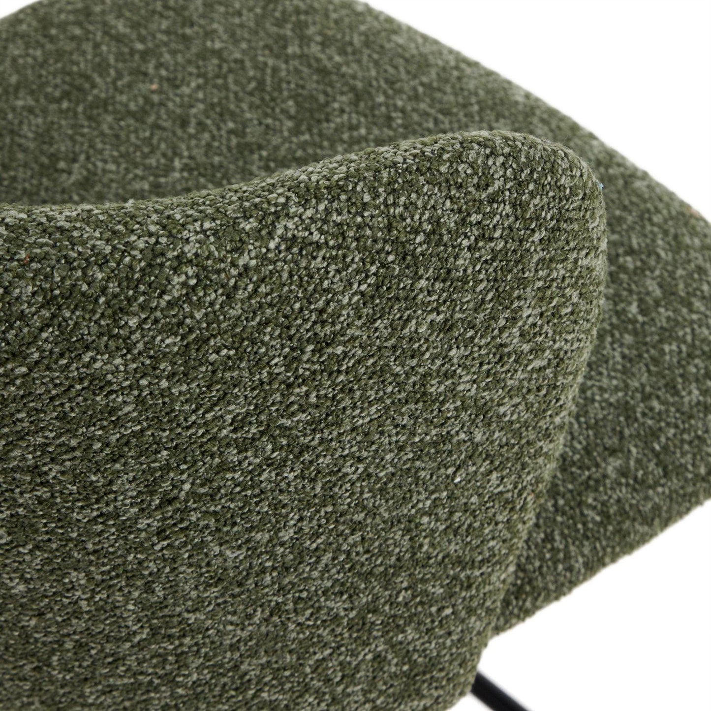 Kave Home Ciselia barkruk H65 dik chenille Groen poot zwart